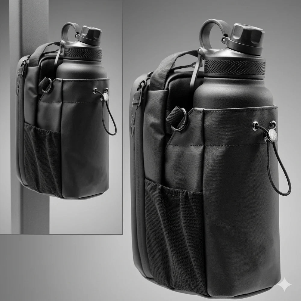 GYM BUDDY | Magnetic Gym Bottle Holder Bag with Storage Pockets and Zippered Compartments